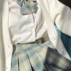 EverythingCuteClub Pine Forest Green Skirt Plaid Pleated Jk Skirt