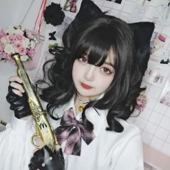 EverythingCuteClub Little Red Black Curly Dolly Bunches Double Pony Tails Hair Wig Cosplay Accessories