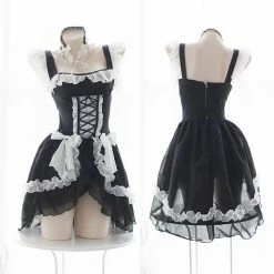 EverythingCuteClub Gothic Maid Dress Include Panties Cosplay/ Lounge Sets Dress + Rompers
