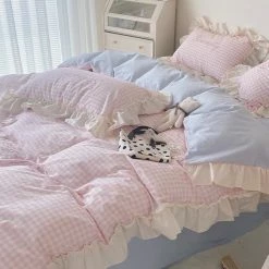 EverythingCuteClub Bed Linen / Bedding Sets Serenity Baby Blue Baby Pink Soft Pastel Bedding Set Bed Linen