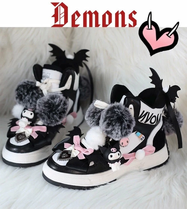 EverythingCuteClub Cute Sneakers Extra Fleece Inside Kuromi Handmade Shoes 5 EverythingCuteClub Cute Sneakers Extra Fleece Inside Kuromi Handmade Shoes