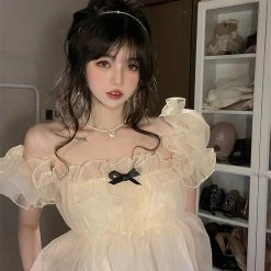 EverythingCuteClub Top Puff Cloud Off-shoulder Blouse