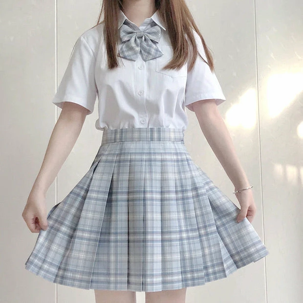 EverythingCuteClub Bottom Sea Salt White Tea Skirt Plaid Pleated Jk Skirt 4 EverythingCuteClub Bottom Sea Salt White Tea Skirt Plaid Pleated Jk Skirt