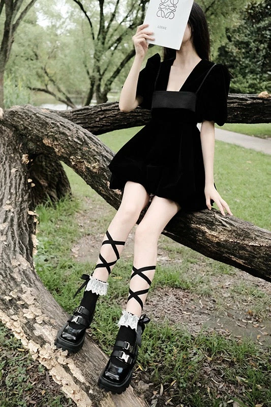 EverythingCuteClub Cross Ribbon Black Socks Buy 2 Get 1 Free Lingerie + Panties + Sleepwear + Socks 4 EverythingCuteClub Cross Ribbon Black Socks Buy 2 Get 1 Free Lingerie + Panties + Sleepwear + Socks