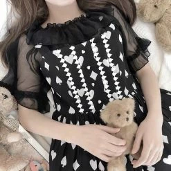 EverythingCuteClub Glitter Girl Butterfly Sleeve Transparent Blouse Lolita Top