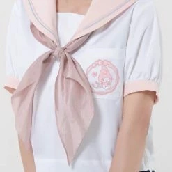 EverythingCuteClub Top Sanrio Collaboration My Melody Summer Jk Uniform Short Sleeve Shirt