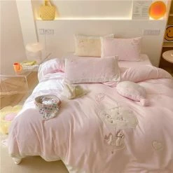EverythingCuteClub Bed Linen / Bedding Sets Cream Yellow / Baby Blue/ Baby Pink Merry Go Round Carousel Bedding Set Duvet Cover Bed Sheet Pillow Cases