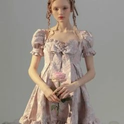 EverythingCuteClub Dress + Rompers Alice Garden Bowknot Puff Sleeves Designer Dress