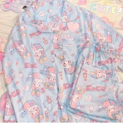 EverythingCuteClub Blue Melody Print Cotton Pyjamas Set Lounge Set Lingerie + Panties + Sleepwear + Socks