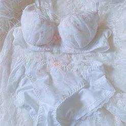 EverythingCuteClub White Afternoon Tea Bra Sets Big Size Available