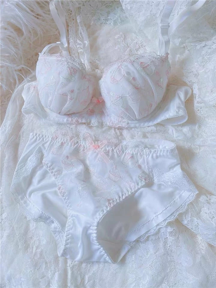 EverythingCuteClub White Afternoon Tea Bra Sets Big Size Available 3 EverythingCuteClub White Afternoon Tea Bra Sets Big Size Available