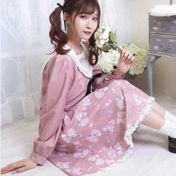 EverythingCuteClub My Melody / Cinnamoroll / Kuromi Navy Collar Rabbit Ear Dress