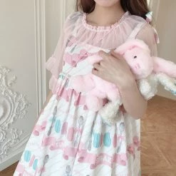 EverythingCuteClub Glitter Girl Butterfly Sleeve Transparent Blouse Lolita Top