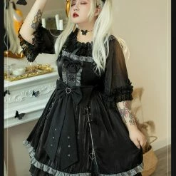 EverythingCuteClub Plus Size Goth Lolita Metal Heart Dress