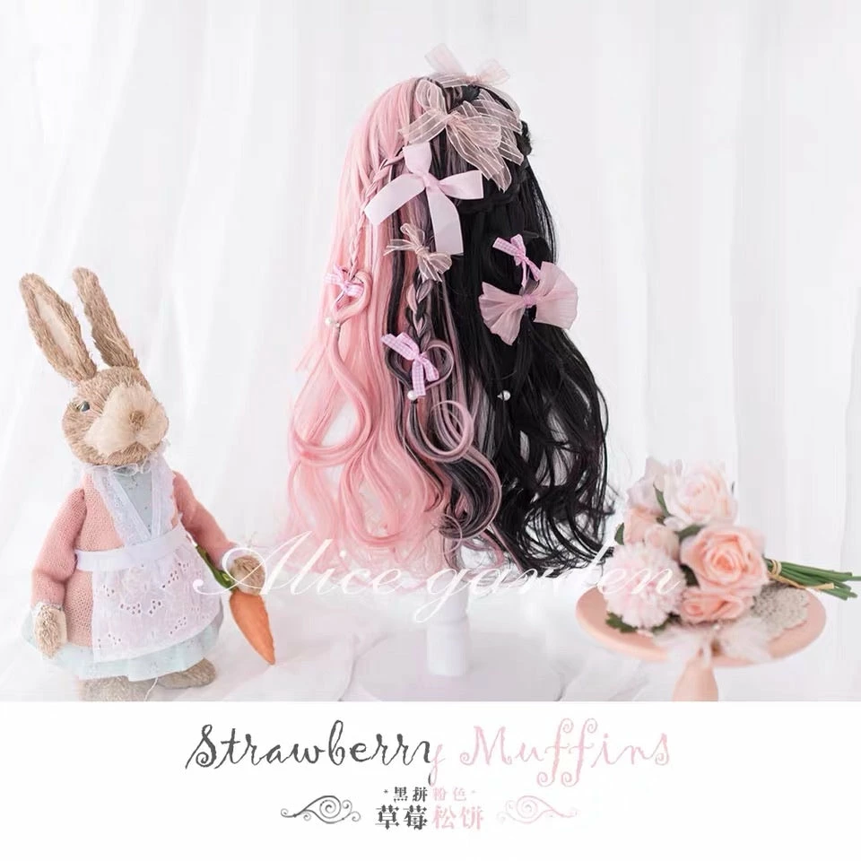 EverythingCuteClub Strawberry Muffins Black Pink Hair Wigs 5 EverythingCuteClub Strawberry Muffins Black Pink Hair Wigs