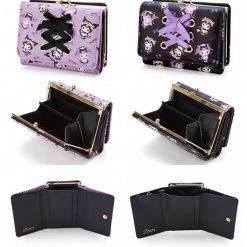 EverythingCuteClub Kuromi Style Black Purple Ribbon Wallet
