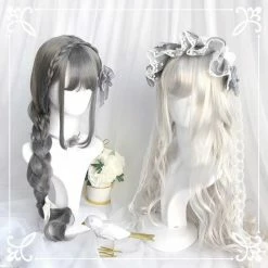 EverythingCuteClub Cosplay Accessories White Swan/ Grey Wigs