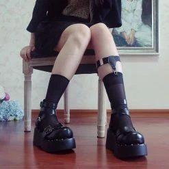 EverythingCuteClub Metal Heart Platform Harajuku Style Shoes Accessories