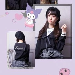 EverythingCuteClub My Melody Kuromi Navy Blouse Shirt Top