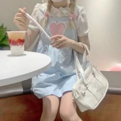 EverythingCuteClub Dress + Rompers Baby Heart Strap Dress