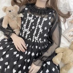 EverythingCuteClub Transparent Blouse Boat Neck/ Off Collar Lolita Shirt Top