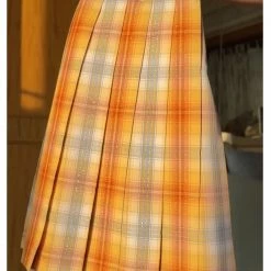 LunaJk, Everythingcuteclub Orange Soda Shining Orange Colour Plaid Skirt