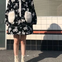 EverythingCuteClub Black White Teddy Bear Long / Short Coat Jackets + Puffs+ Coats 14 EverythingCuteClub Black White Teddy Bear Long / Short Coat Jackets + Puffs+ Coats