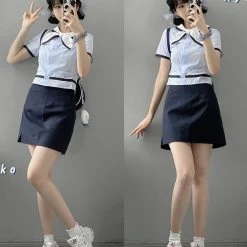 EverythingCuteClub Pre-order Sanrio Collaboration 2021 SS Cinnamoroll Uniform Korean Style Set Top/skirt