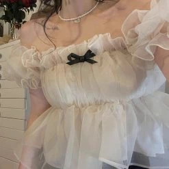 EverythingCuteClub Top Puff Cloud Off-shoulder Blouse