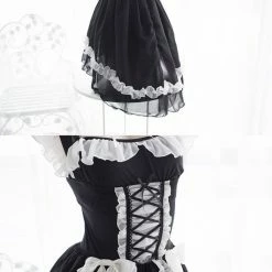 EverythingCuteClub Gothic Maid Dress Include Panties Cosplay/ Lounge Sets Dress + Rompers