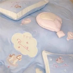 EverythingCuteClub Bed Linen / Bedding Sets Cream Yellow / Baby Blue/ Baby Pink Merry Go Round Carousel Bedding Set Duvet Cover Bed Sheet Pillow Cases