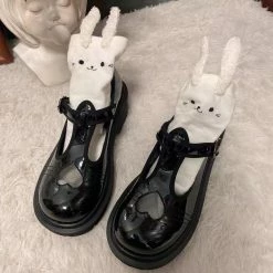 EverythingCuteClub Heart Shape Hollow-carved Design Flatform Shoes Accessories