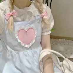 EverythingCuteClub Dress + Rompers Baby Heart Strap Dress