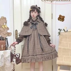 EverythingCuteClub Little Detective British Lolita No Sleeve Dress JSK / Cape Dress + Rompers