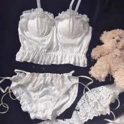 EverythingCuteClub Lingerie + Panties + Sleepwear + Socks Layer Cheese Bralette Lingerie Set