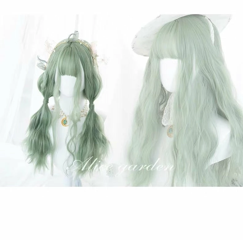 EverythingCuteClub Matcha Green Hair Wigs Curl / Straight 3 EverythingCuteClub Matcha Green Hair Wigs Curl / Straight