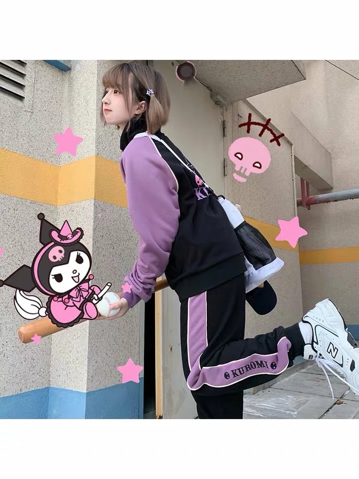 EverythingCuteClub, Kyouko Jackets + Puffs+ Coats Pre-order Sanrio Collaboration Kuromi Sportswear Jacket And Pants 3 EverythingCuteClub, Kyouko Jackets + Puffs+ Coats Pre-order Sanrio Collaboration Kuromi Sportswear Jacket And Pants