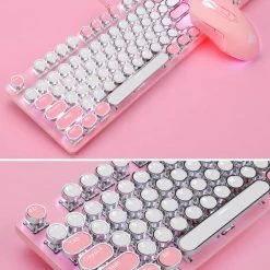 EverythingCuteClub Keyboard+Headphones +Mouses Gaming Punk Pink Mechanical Keyboard + Mouse