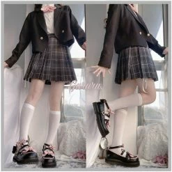 EverythingCuteClub Cats’ Tea Party Lolita Shoes Round Toes