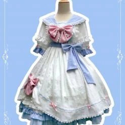 EverythingCuteClub Dress + Rompers Baby Blue Little Sailor Lolita Dress One Piece