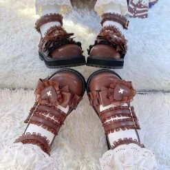 EverythingCuteClub Wishful Star Lolita Shoes Laser Patent Leather Platform Shoes