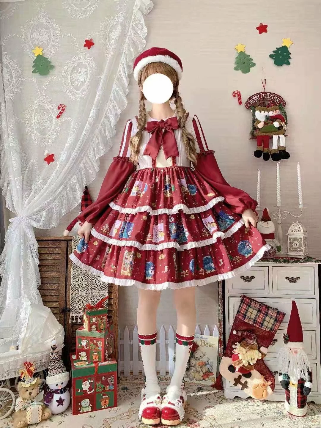 EverythingCuteClub Dress + Rompers The Letter After Christmas Lolita Set Dress + Vest+ Elk Cloak 6 EverythingCuteClub Dress + Rompers The Letter After Christmas Lolita Set Dress + Vest+ Elk Cloak
