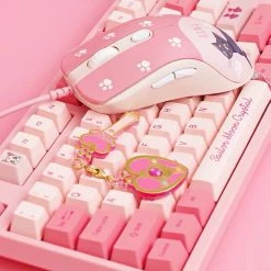 EverythingCuteClub Sailor Moon Luna Crystal Pink Girly Mouse Keyboard+Headphones +Mouses