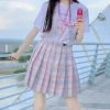 EverythingCuteClub Bottom First Love Plaid Skirt Pink Purple Pastel