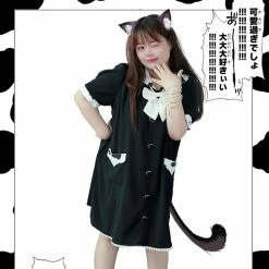 EverythingCuteClub Plus Size More Kawaii Milky Black Dress