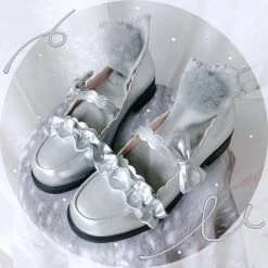 EverythingCuteClub Meiruru Leather Shoes Low Heel Sheep Puff Accessories 36 EverythingCuteClub Meiruru Leather Shoes Low Heel Sheep Puff Accessories