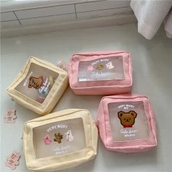 EverythingCuteClub Bear Makeup Bag Travel Bag