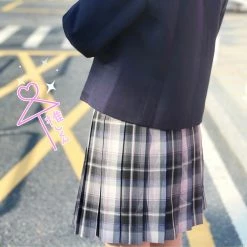 EverythingCuteClub Pre-order Devil Cat Plaid Pleated Skirt