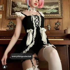 EverythingCuteClub Gothic Maid Dress Include Panties Cosplay/ Lounge Sets Dress + Rompers