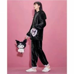 EverythingCuteClub Sanrio Collaboration Kuromi Pyjamas Pajamas Set Fleece Cozy And Warm Top